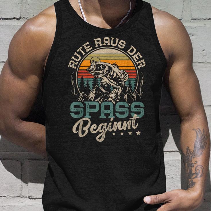 Rute Raus Der Spass Beginnt Fishingintage Angler Tank Top Geschenke für Ihn