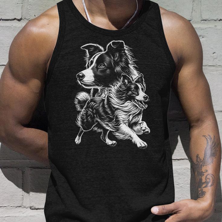 Super Cute Border Collie Cool Portrait On Chest Tank Top Geschenke für Ihn