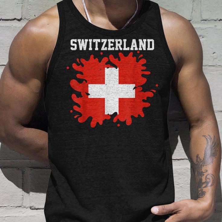 Switzerland Splash Flag Swiss Jersey Sports Tank Top Geschenke für Ihn