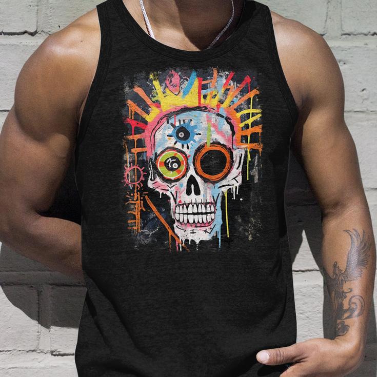 Vintage Graffiti Biker Rocker Skeleton Punk Horror Skull Tank Top Geschenke für Ihn