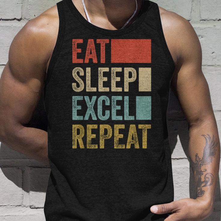 Vintage Retro Eat Sleep Excel Repeat Excel Tank Top Geschenke für Ihn