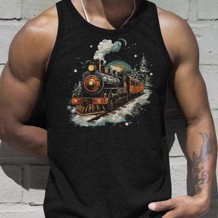 Weihnachtszugintage Dampflokomotive Retro Zug Leiter Tank Top Geschenke für Ihn