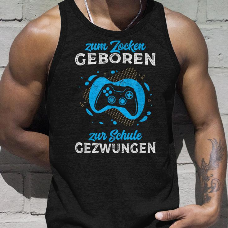 Zum Zocken Geboren Zur Schule Gezwungen Gamer Half Sleeve Tank Top Geschenke für Ihn