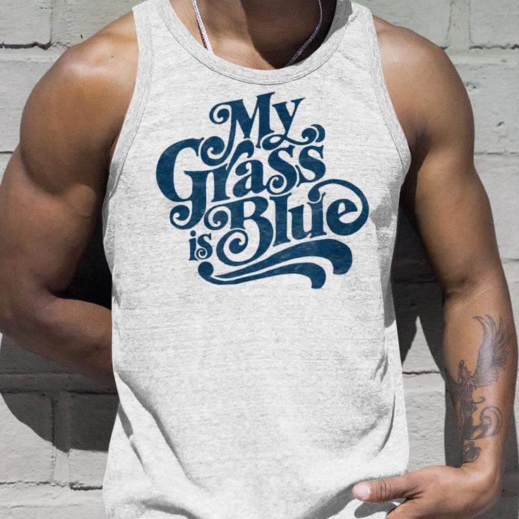 My Grass Is Blueintage Bluegrass Hand Lettering Retro Tank Top Geschenke für Ihn