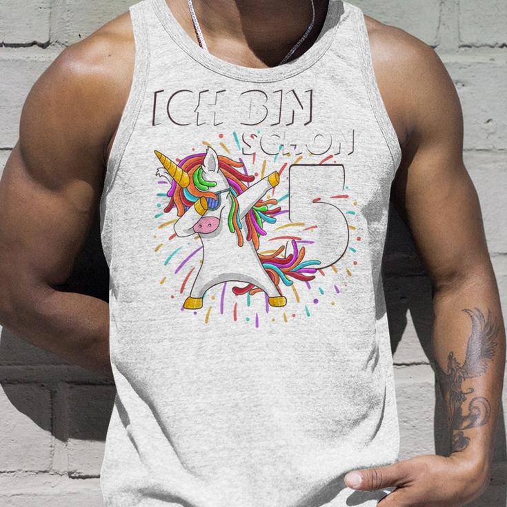 Ich Bin Schon Fünf Einhorn Dab 5Th Birthday Tank Top Geschenke für Ihn