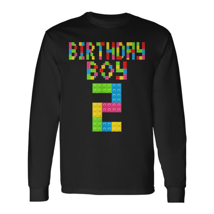 2 Geburtstag 2 Jahre Alter Junge Bausteine Bricks Boys Langarmshirts Geschenkideen