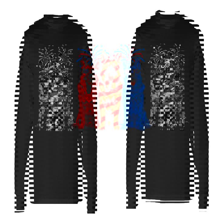 4Th Of July German Shepherd American Flag Red White And Blue Long Sleeve T-Shirt Gifts ideas
