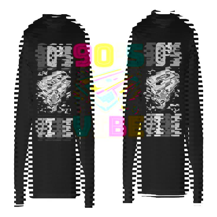 90'Sibe Old School 90 Disfraz De Música Para Fiesta De Los Años 90 Camiseta de manga larga