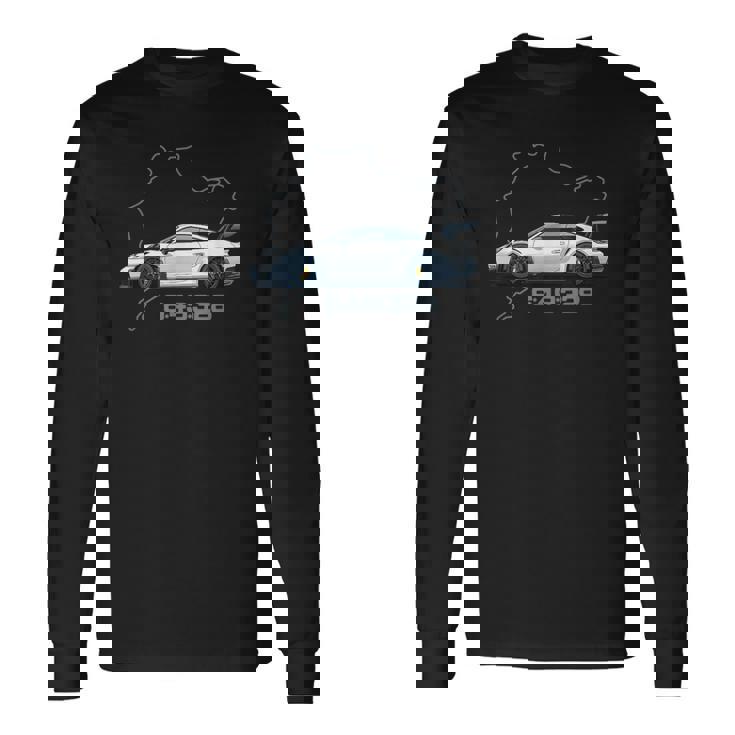 992 Gt3 Rs Silueta Clásico Coche Retrointage 911 Gt3 Rs Camiseta de manga larga