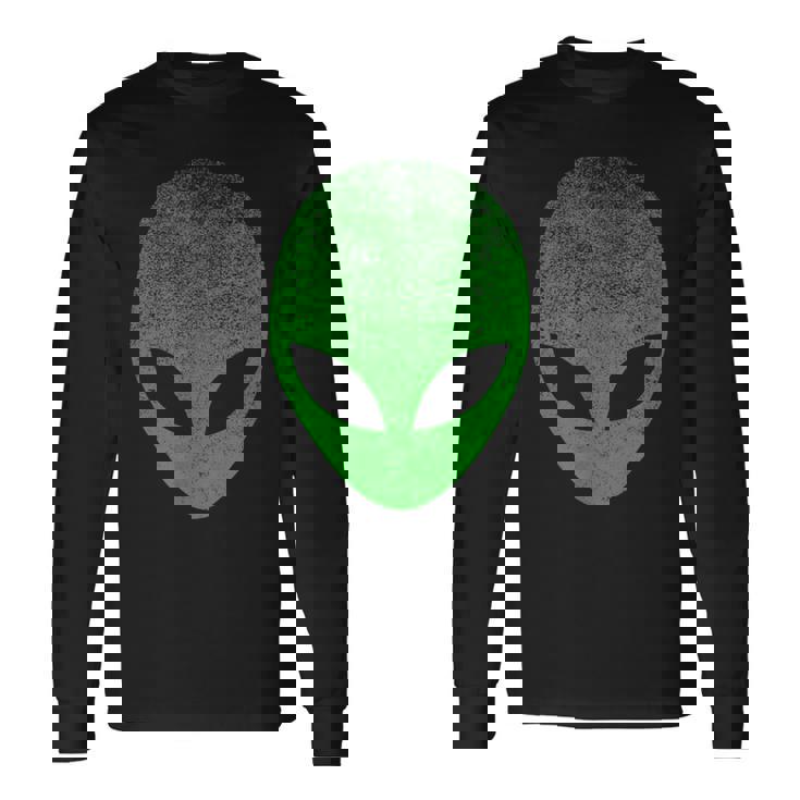 Alien Head Distressed I Aliens Ufo Area 51 Roswell Maglietta a maniche lunghe