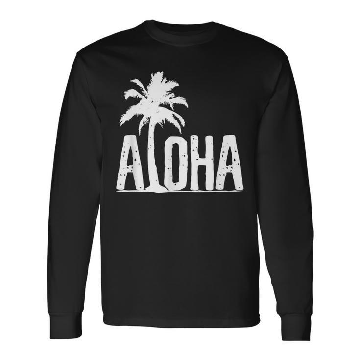 Aloha Beach Summer Palm Trees Hawaii Surfer Langarmshirts Geschenkideen