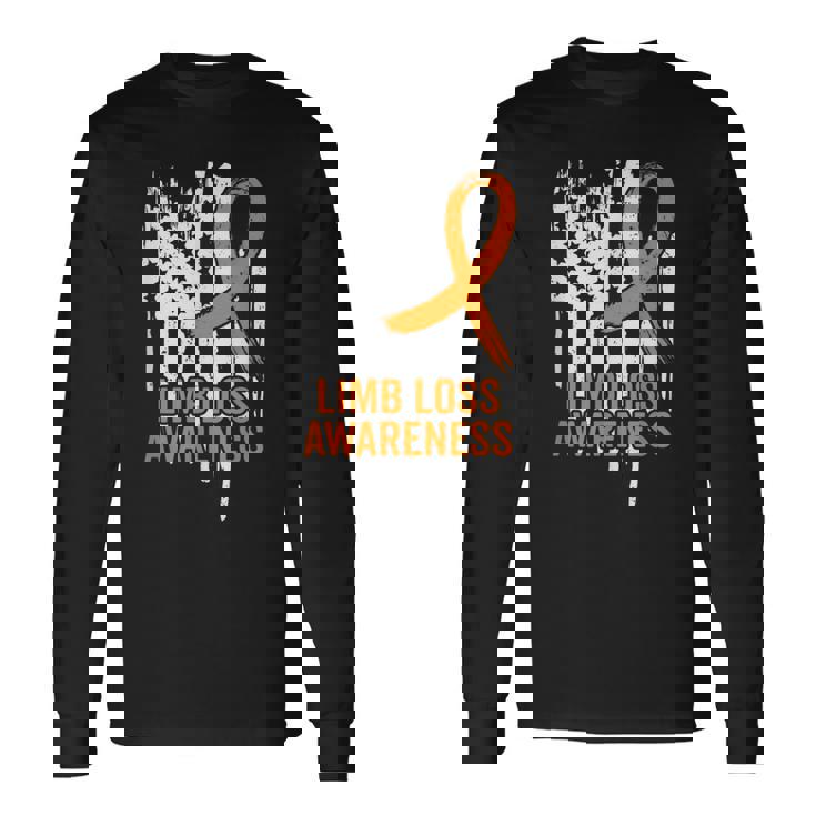 American Flag Limb Loss Awareness Hand Leg Ampu Awareness Long Sleeve T-Shirt