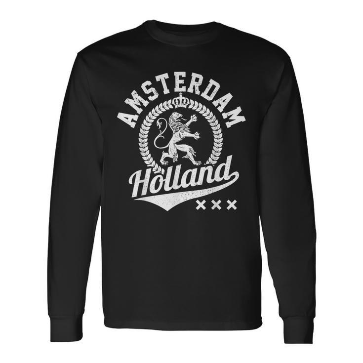 Amsterdam Holland Netherlands Crest Lion Souvenir Langarmshirts Geschenkideen