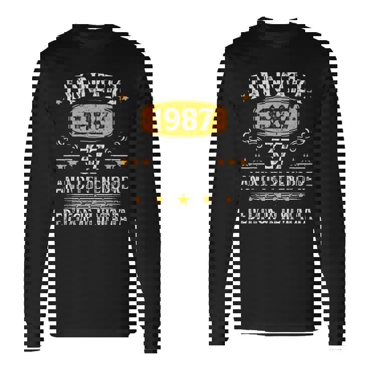 Annata 37 Compleanno 1987 37 Anni Compleanno Uomo Donna 1987 Maglietta a maniche lunghe