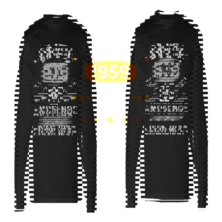 Annata 65 Compleanno 1959 65 Anni Compleanno Uomo Donna 1959 Maglietta a maniche lunghe