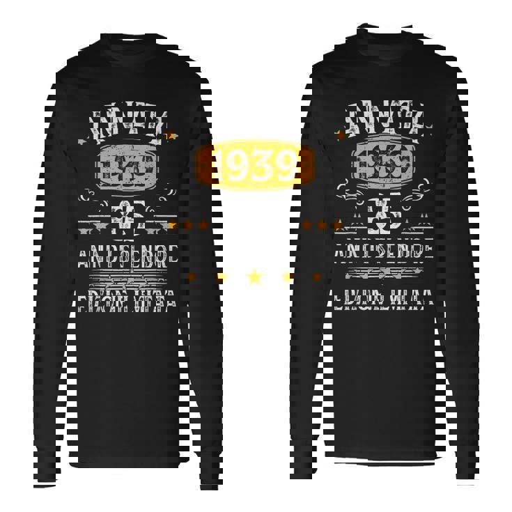 Annata 85 Compleanno 1939 85 Anni Compleanno Uomo Donna 1939 Maglietta a maniche lunghe