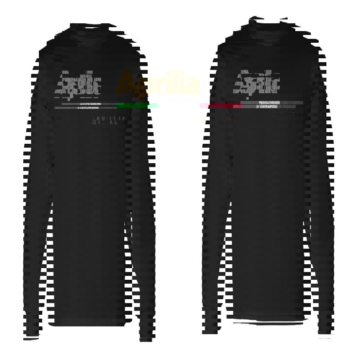 Aprilia Ciudad Italiana Retro Bandera Italia Camiseta de manga larga