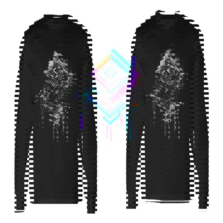 Arte Gráfico Abstracto Polígono Arquitectura Motivo Camiseta de manga larga
