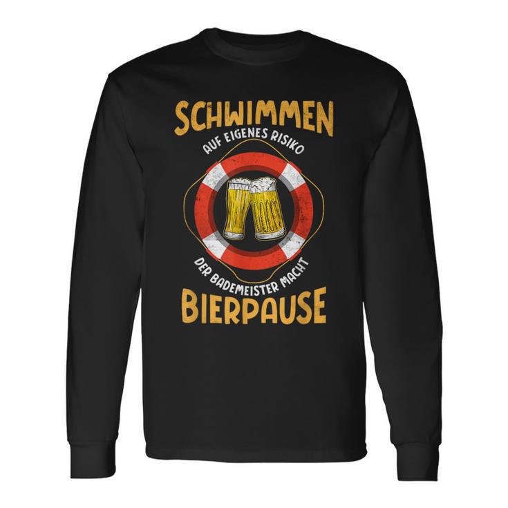 Bademeister Macht Bierpause Meer Swimming Pool Langarmshirts Geschenkideen