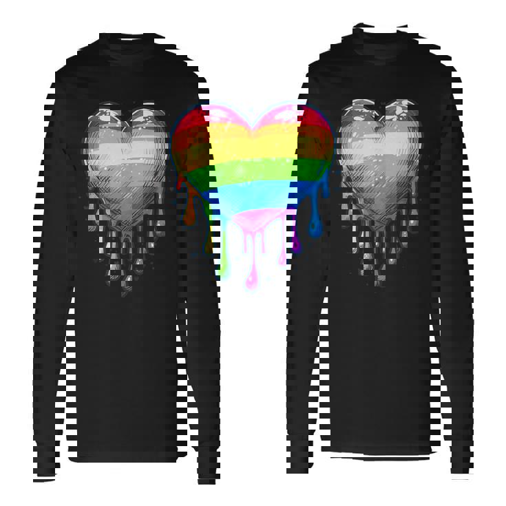 Bandera Del Orgullo Lesbiana Gay Del Corazón Del Arco Iris Lgbtq Lgbt Sin Mangas Camiseta de manga larga