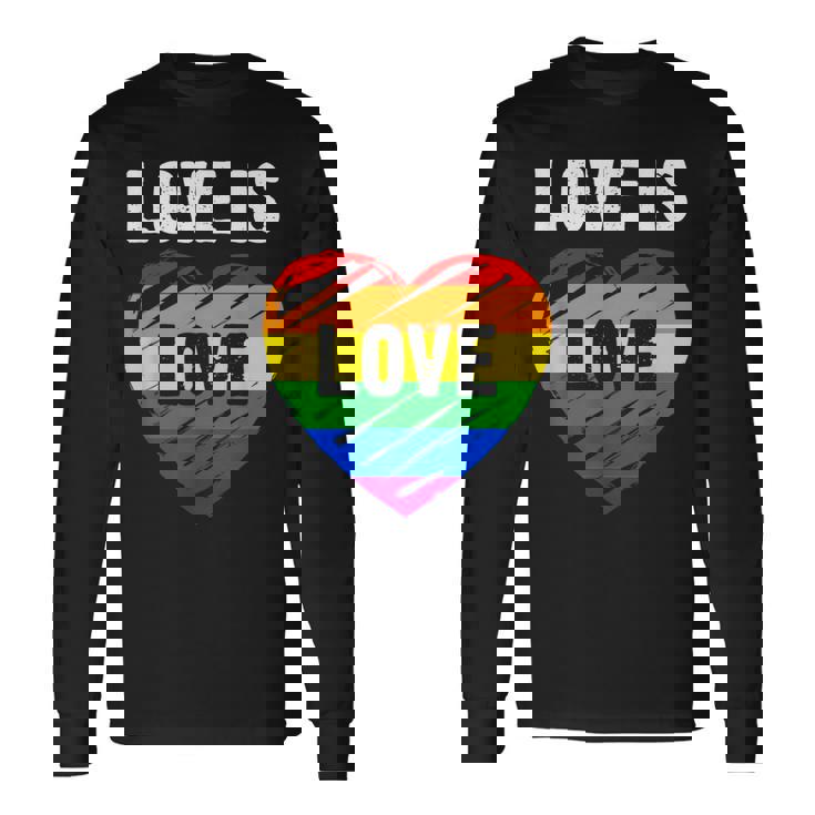 Bandiera Lgbt Cuore Arcobaleno Love Is Love Maglietta a maniche lunghe