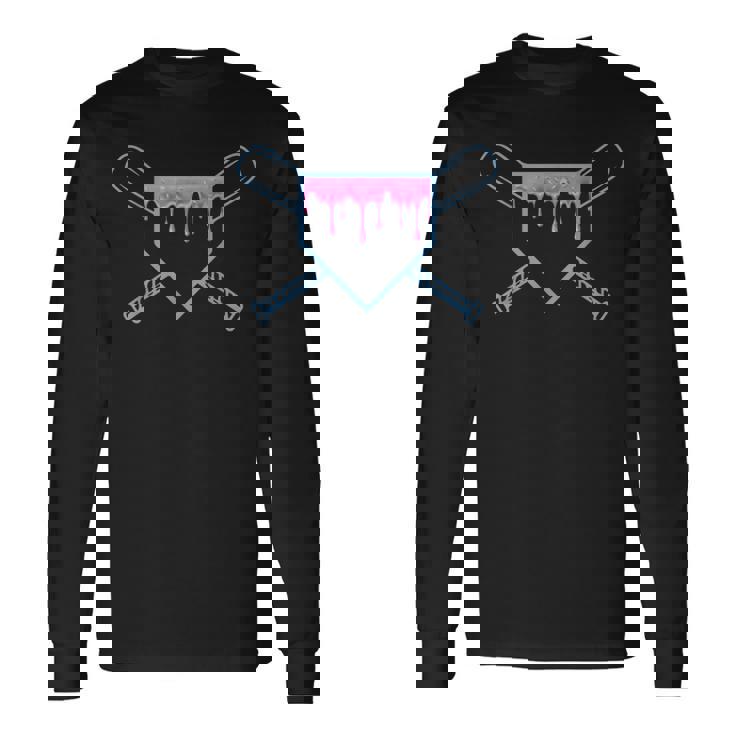 Baseball Home Plate Drip For Boys Ice Cream Spinkle Long Sleeve T-Shirt