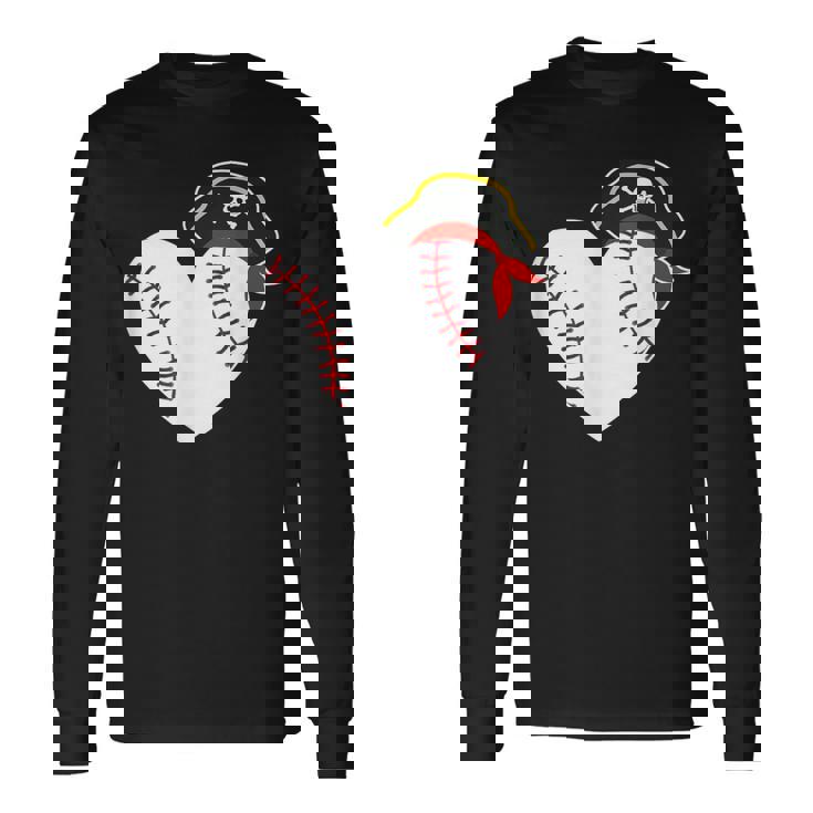 Baseball Pirate For Baseball Player Pitcher Catcher Long Sleeve T-Shirt