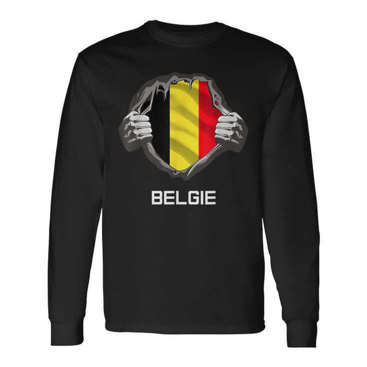 Belgium Belgie Flag Heart Fan Jersey Langarmshirts Geschenkideen