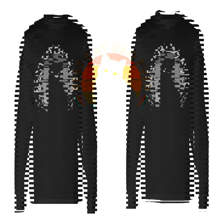 Best Cat Dad Ever Cute Kitten Fatherintage Cat Owner Camiseta de manga larga