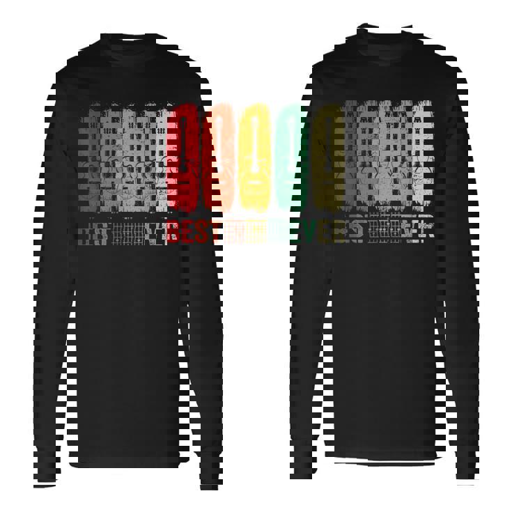 Best Guitarist Dad Ever Guitare Rétro Musicien Père T-shirt à manches longues