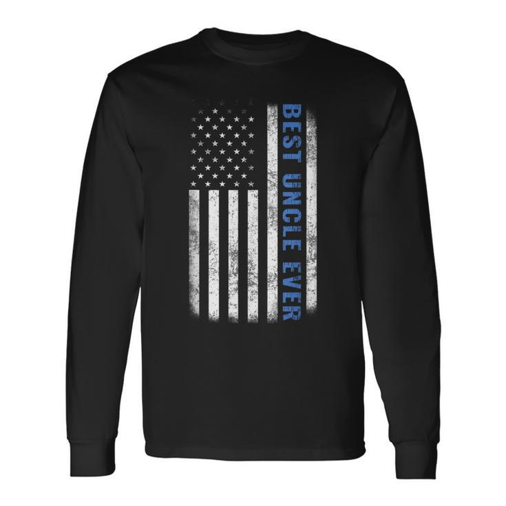 Best Uncle Ever Vintage American Flag Father's Day Long Sleeve T-Shirt