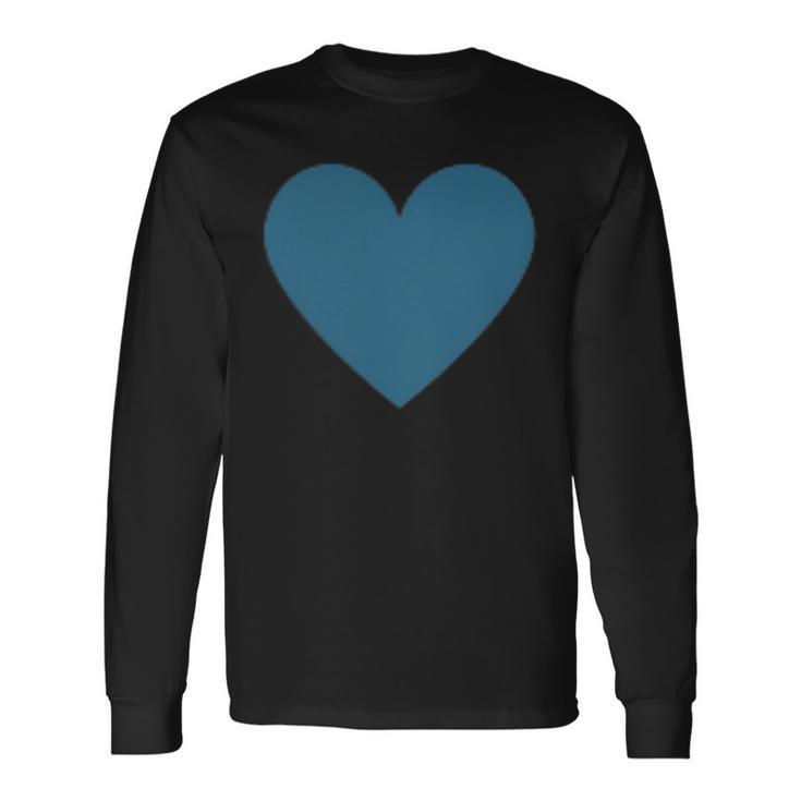 Blaues Herz Simples Minimalistisch Süßes Heart Langarmshirts Geschenkideen