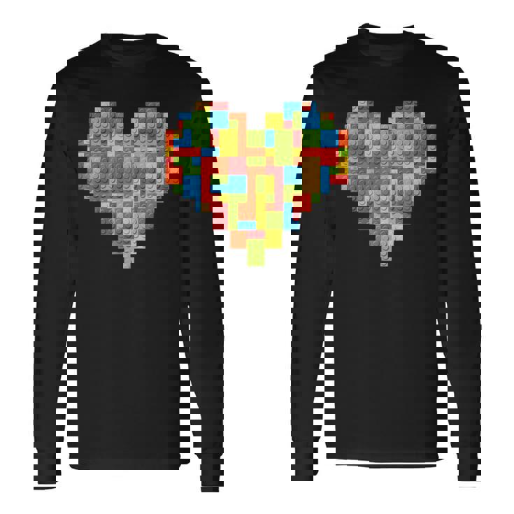 Brick Builder Heart Valentines Block Building Master Builder Long Sleeve T-Shirt