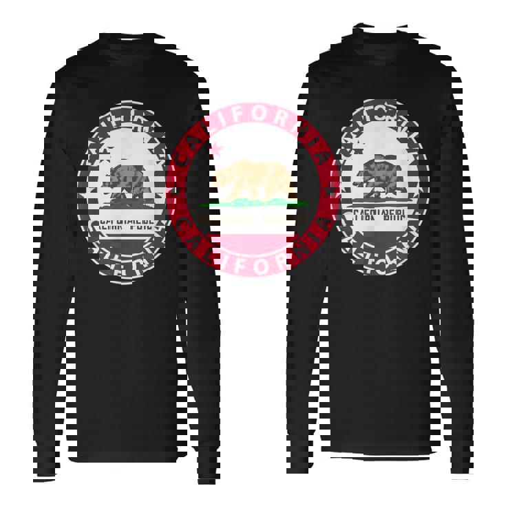 Californie California Drapeau D'ours Usa Etats-Unis America T-shirt à manches longues