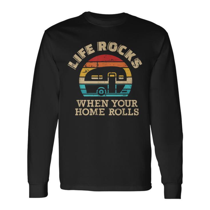 Camping Caravan Life Rocks Slogan Langarmshirts Geschenkideen