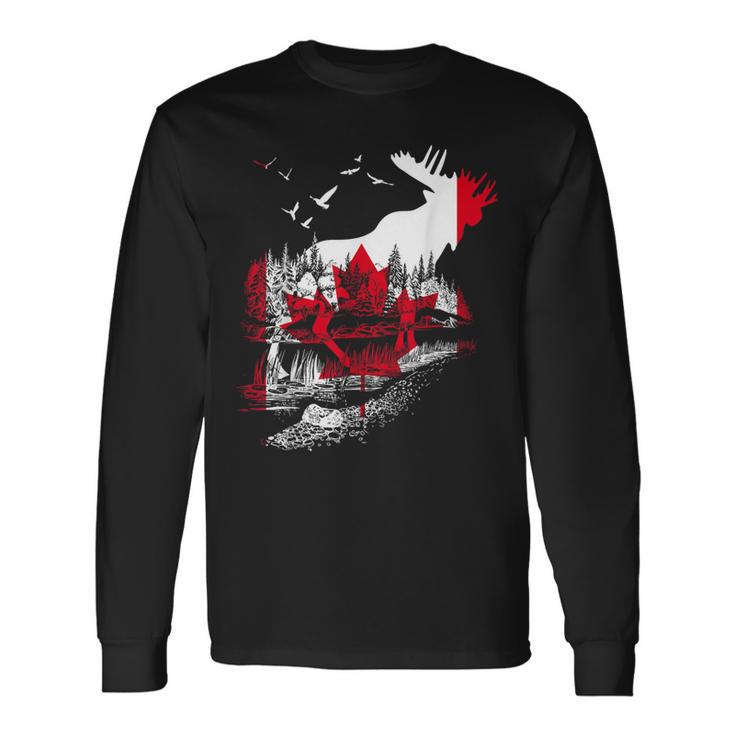 Canada Flag Moose Canada Langarmshirts Geschenkideen