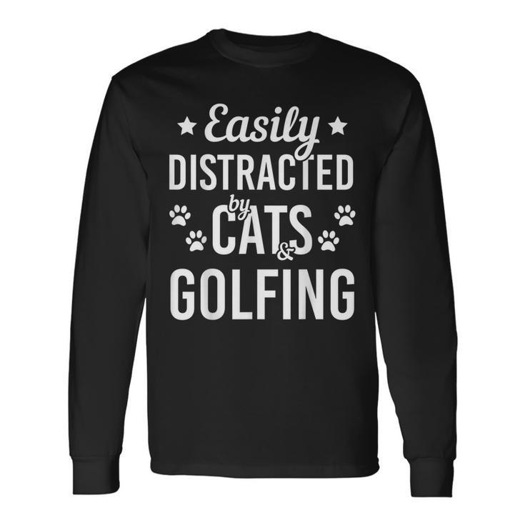 Cat Lover Golf Lover Cats And Golfing Golfer Cat Long Sleeve T-Shirt