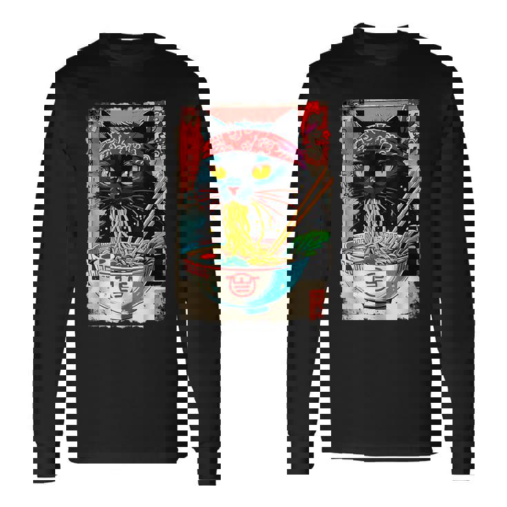 Cat Ramen Japanese Cat Kawaii Cat Anime Long Sleeve T-Shirt Gifts ideas