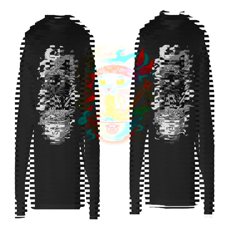 Cat Ramen Noodle Japanese Anime Kawaii Cat Long Sleeve T-Shirt Gifts ideas