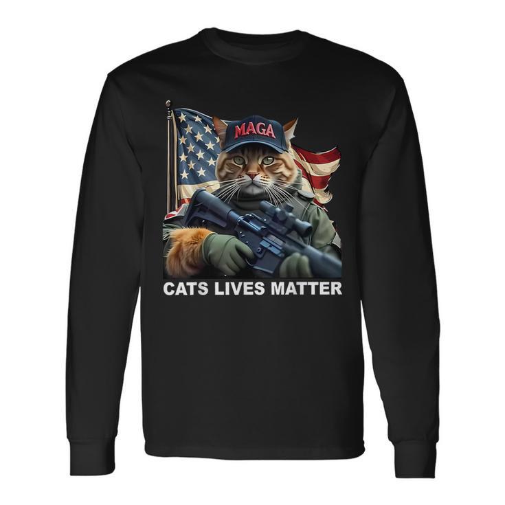 Cats Life Important Trump 2024 Cat Maga Langarmshirts Geschenkideen