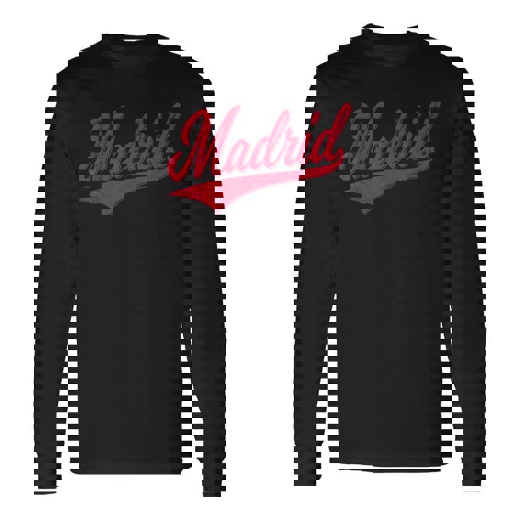 Città Di Madrid Spagnaarsity Script Classic Maglia Sport Maglietta a maniche lunghe