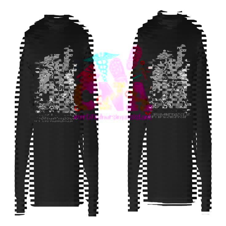Cna Pink Ribbon Breast Cancer Awareness Warrior Survivor Long Sleeve T-Shirt
