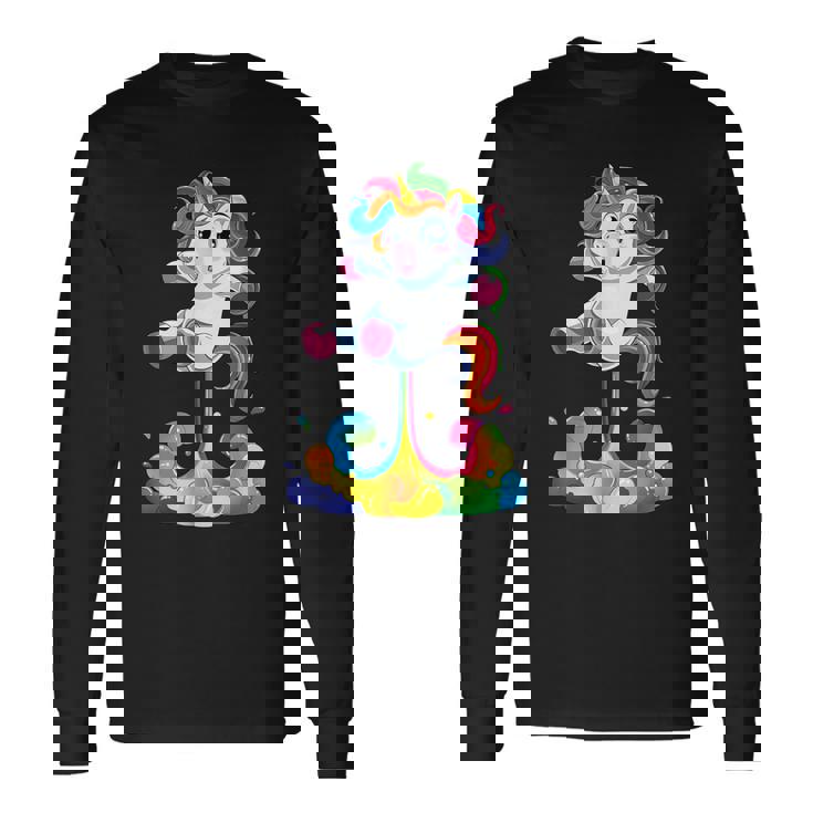 Con Scoreggia Unicorno Divertente Unicorno Squadra Magica Arcobaleno Maglietta a maniche lunghe