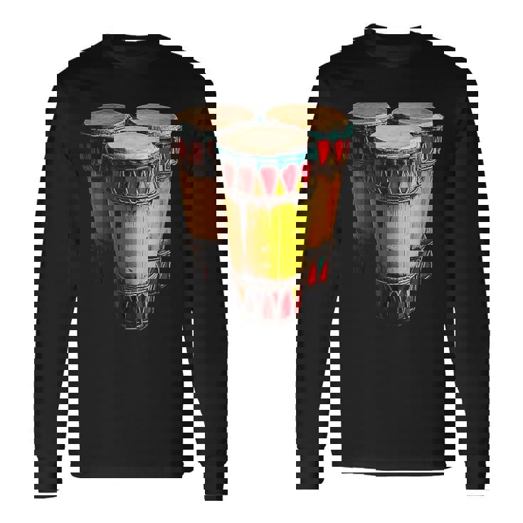 Congas Instrument De Musique Motif Illustration Congas T-shirt à manches longues