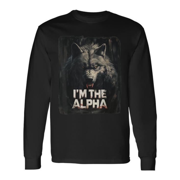 Cool Graphic I'm The Alpha Wolf Trendy Long Sleeve T-Shirt - Seseable