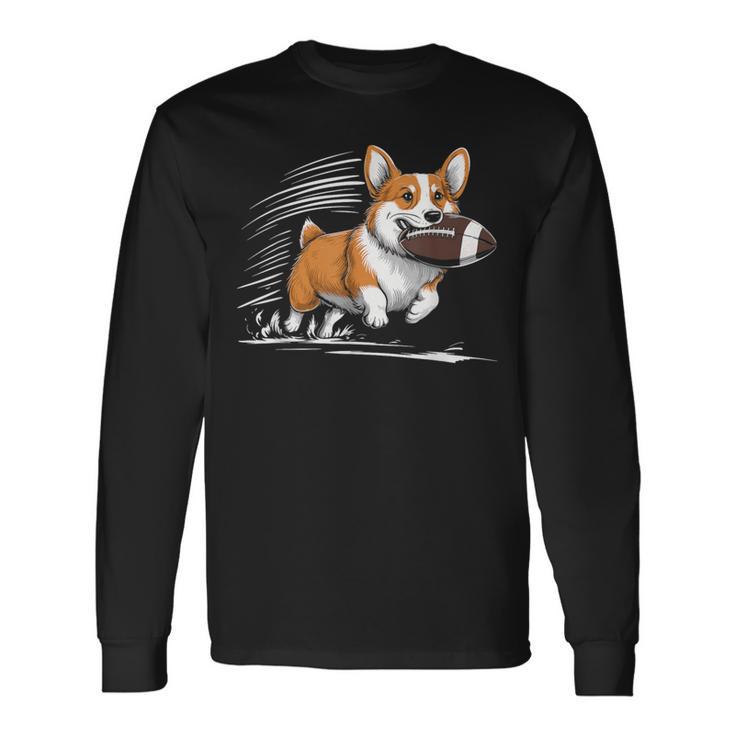 Corgi Hund Spielt Fußball Spieler Sport Langarmshirts Geschenkideen