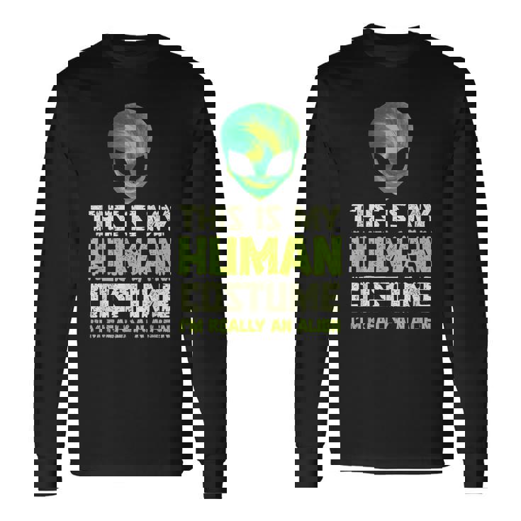 Costume Divertente Scienza Sci Fi Ufo Straniero Alieno Maglietta a maniche lunghe