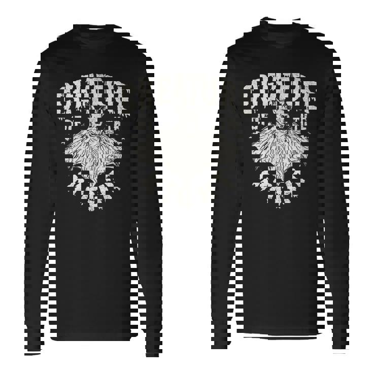 Creature Of The Night Stampa Grafica Da Donna Con Falena Gotica Maglietta a maniche lunghe