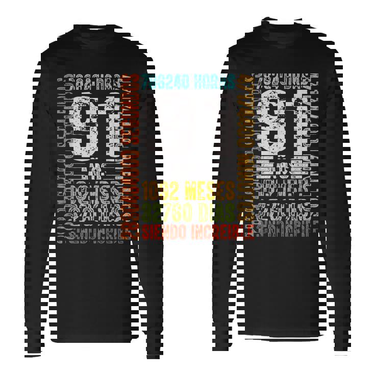 Cumpleaños Feliz 91 Años Feliz 91 Años Regalos Originales Camiseta de manga larga