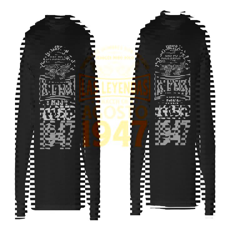 Cumpleaños Hombre Regalos Las Leyendas Agosto 1947 Camiseta de manga larga